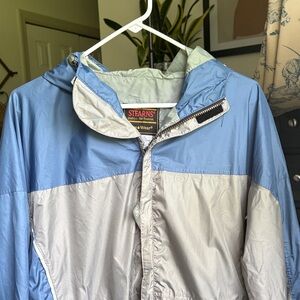 Stearns Men's Blue & Light Gray Hooded Windbreaker Jacket